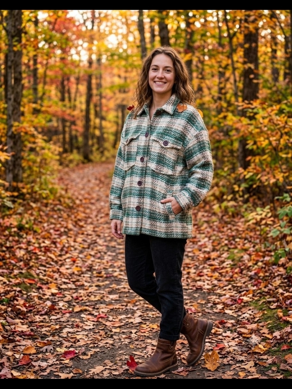 Zara Green Plaid Teddy Shacket Jacket - Women